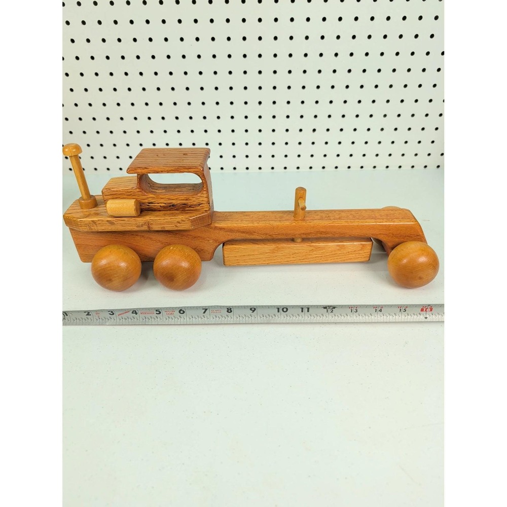 Vintage Handmade Wooden Toy Motor Grader Adjustable Blade - Picture 4 of 10